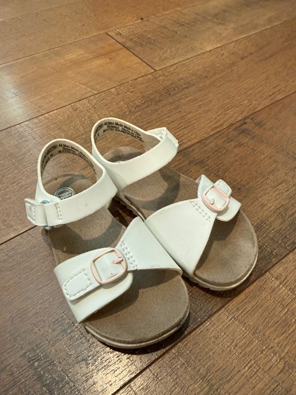 wonder nation White Sandals with Pink Buckles for Kids